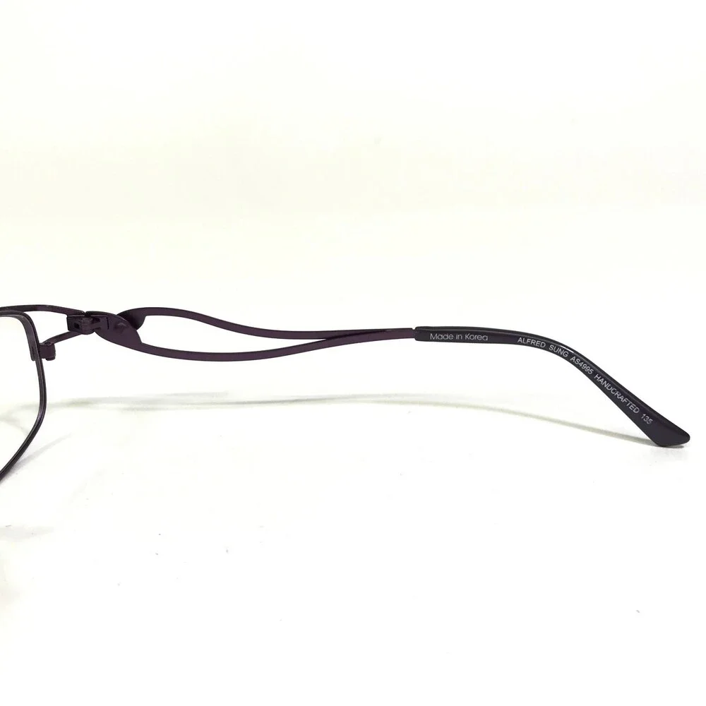 Alfred Sung Eyeglasses Frames AS4995 PLM CEN Purple Plum Wavy Arms 49-17-135